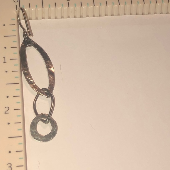 SILPADA Sterling Silver Oblong & Circles Hammered Shepherds Hook Earrings 2.6” - Picture 6 of 6